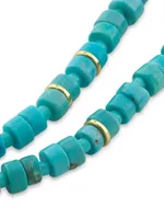 Pacifico 18K-Gold-Plated, Glass & Composite Turquoise Beaded Necklace