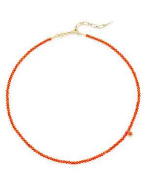 Pacifico Tangerine Dream 18K-Gold-Plated, Glass & Imitation Fire Opal Beaded Necklace