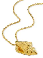 Wave Dancer Floating Shell 18K-Gold-Plated Pendant Necklace