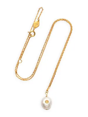 Iconic 18K-Gold-Plated, Freshwater Pearl & Gemstone Pendant Necklace