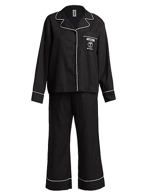 Embroidered Logo Long Pajama Set