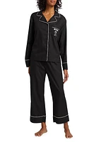 Embroidered Logo Long Pajama Set