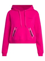 Stretch-Cotton Cropped Hoodie