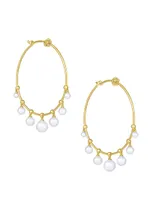 Pearl Windchime 18K Yellow Gold & Akoya Pearl Hoop Earrings