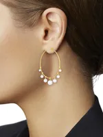 Pearl Windchime 18K Yellow Gold & Akoya Pearl Hoop Earrings