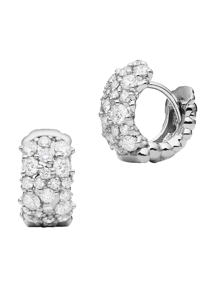 Confetti Small 18K White Gold & 0.93 TCW DIamond Hoop Earrings