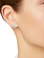 Sequence Orbit 18K Yellow Gold, Akoya Pearl & 0.15 TCW Diamond Stud Earrings
