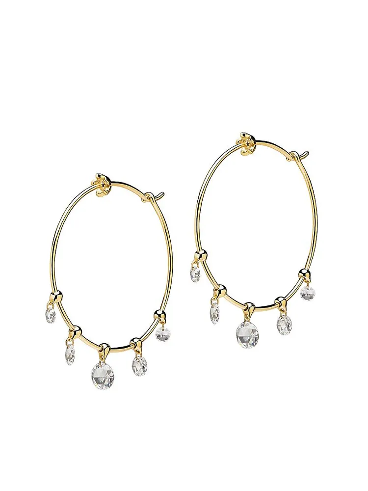 Am/Pm Windchime 18K Yellow Gold & 1.0 TCW Diamond Hoop Earrings