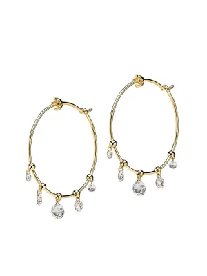 Am/Pm Windchime 18K Yellow Gold & 1.0 TCW Diamond Hoop Earrings
