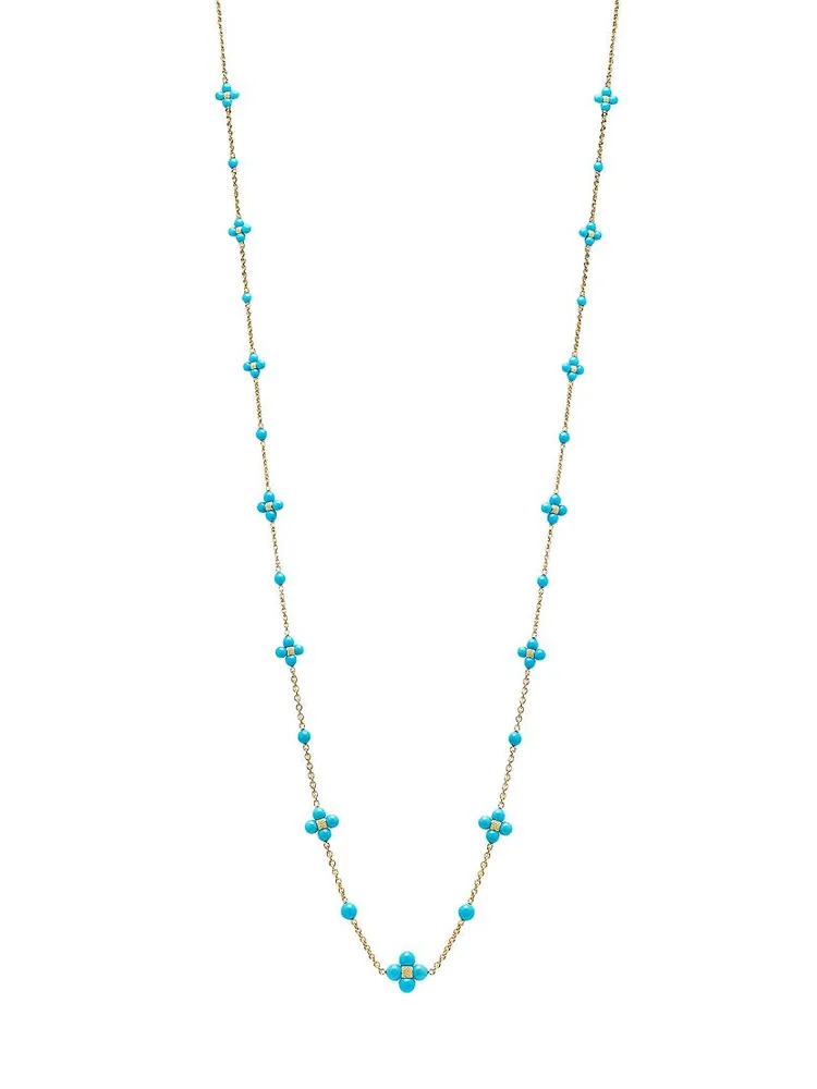 Sequence 18K Yellow Gold & Turquoise Long Necklace