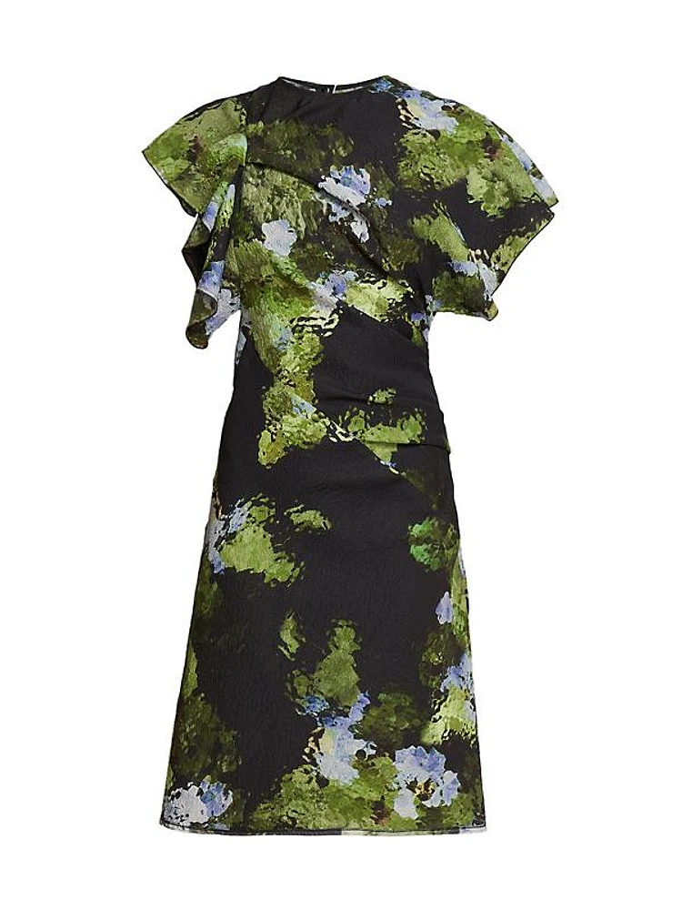 Cloque Floral Midi-Dress