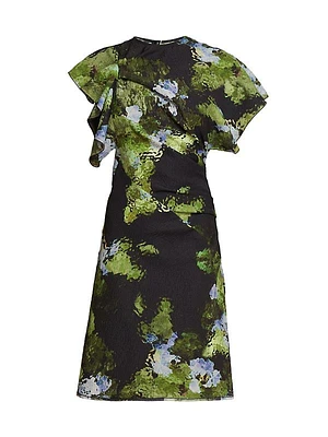 Cloque Floral Midi-Dress