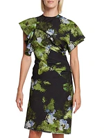 Cloque Floral Midi-Dress