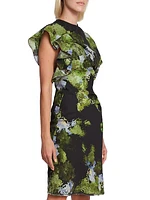 Cloque Floral Midi-Dress