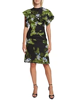 Cloque Floral Midi-Dress