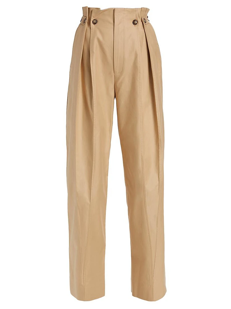 Gathered High-Rise Tapered Pants