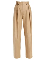 Gathered High-Rise Tapered Pants