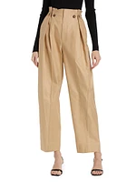 Gathered High-Rise Tapered Pants