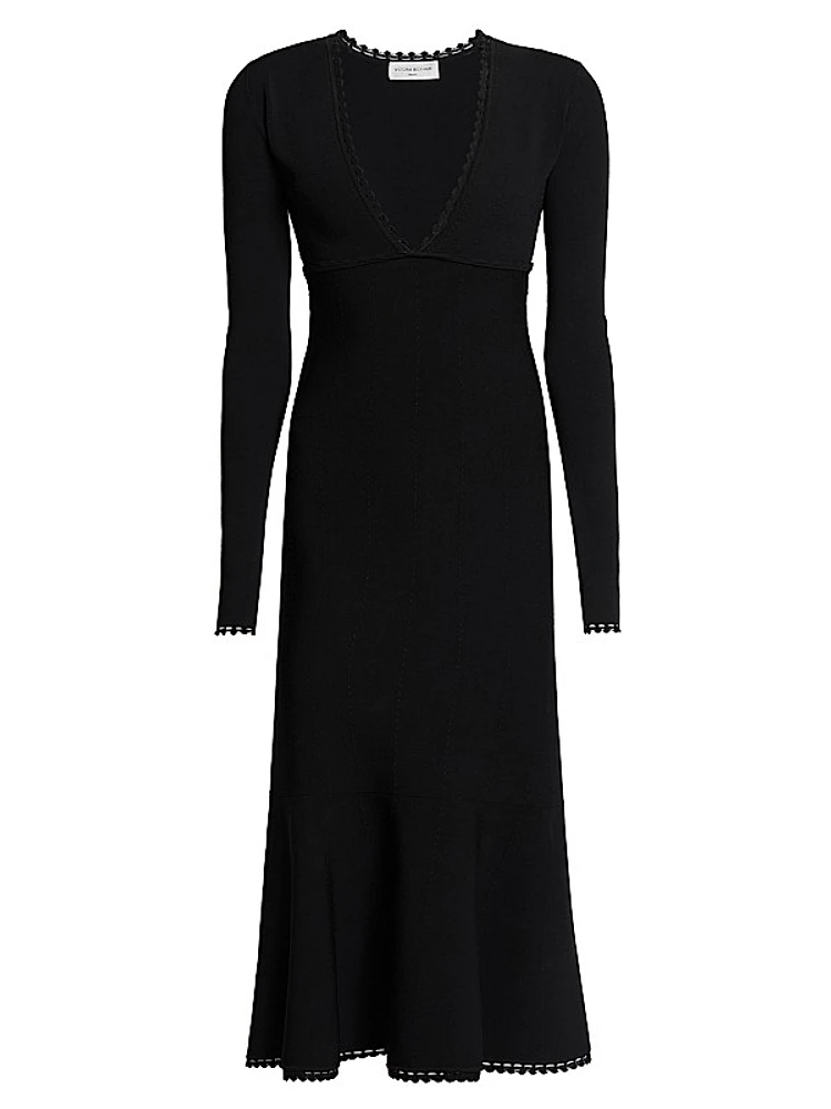 Crepe Long Sleeve Midi-Dress