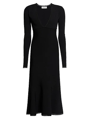 Crepe Long Sleeve Midi-Dress