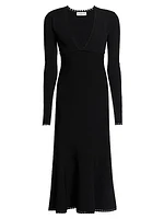 Crepe Long Sleeve Midi-Dress