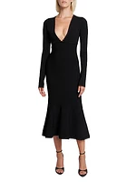 Crepe Long Sleeve Midi-Dress