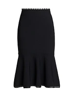 Scallop-Trim Flared Midi-Skirt