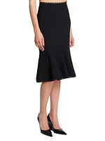 Scallop-Trim Flared Midi-Skirt