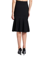 Scallop-Trim Flared Midi-Skirt