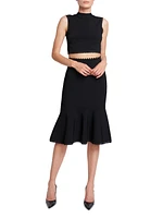 Scallop-Trim Flared Midi-Skirt