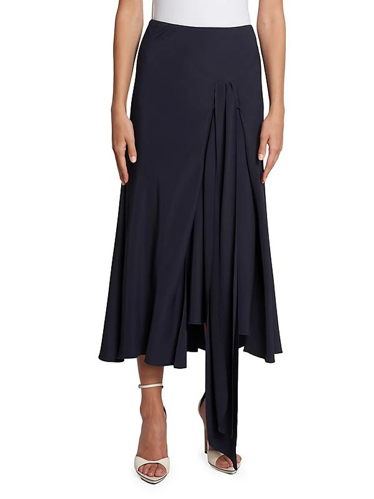 Draped Asymmetric Midi-Skirt