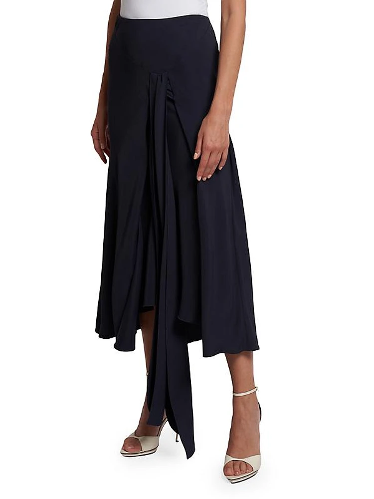 Draped Asymmetric Midi-Skirt