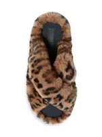 Biba Leopard Print Faux Fur Slippers
