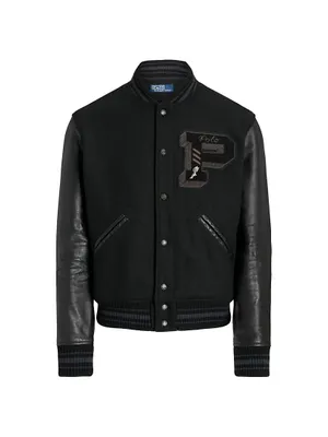 Wool-Blend Varsity Bomber Jacket