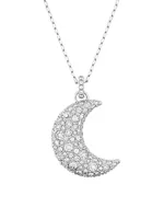 Luna Rhodium-Plated & Swarovski Crystal Crescent Moon Pendant Necklace
