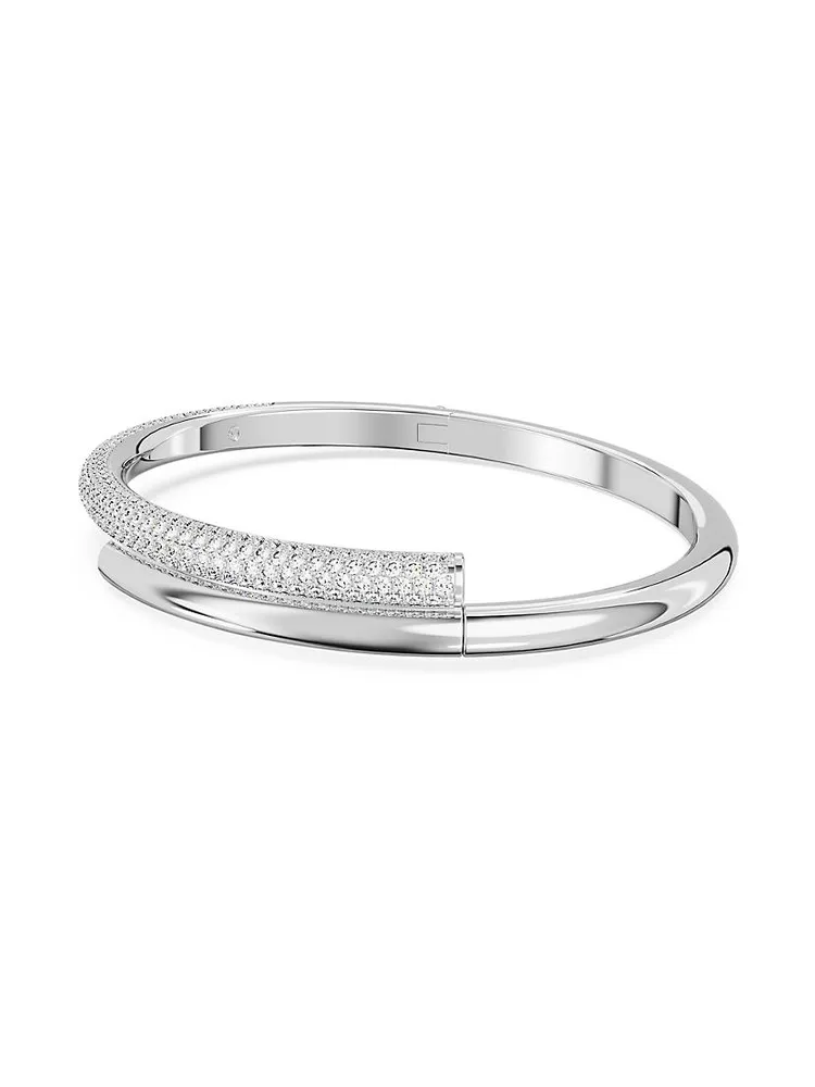 Dextera Rhodium-Plated & Swarovski Crystal Bypass Bangle