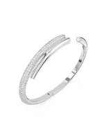 Dextera Rhodium-Plated & Swarovski Crystal Bypass Bangle