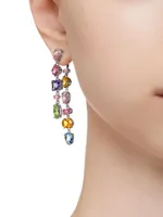 Gema Rhodium-Plated & Crystal Asymmetric Drop Earrings
