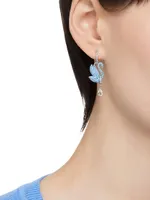 Swarovski Iconic Rhodium-Plated & Crystal Swan Drop Earrings