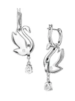 Swarovski Iconic Rhodium-Plated & Crystal Swan Drop Earrings