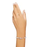 Nice Rose-Goldtone, Imitation Pearl & Swarovski Crystal Feather Charm Bracelet
