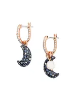 Luna Rose-Goldtone, Swarovski Crystal & Imitation Pearl Crescent Moon Drop Earrings