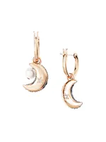 Luna Rose-Goldtone, Swarovski Crystal & Imitation Pearl Crescent Moon Drop Earrings