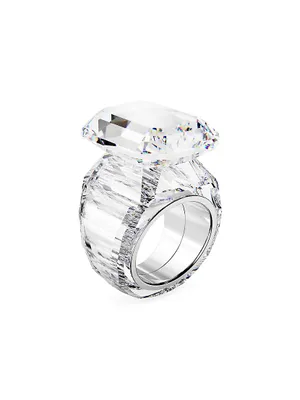 Lucent Rhodium-Plated & Swarovski Crystal Cocktail Ring