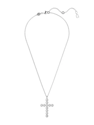 Insigne Rhodium-Plated & Crystal Cross Pendant Necklace