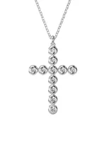 Insigne Rhodium-Plated & Crystal Cross Pendant Necklace