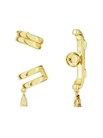 Dextera Goldtone & Crystal 3-Piece Ear Cuff Set