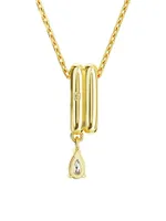 Dextera Goldtone & Crystal Double-Ring Pendant Necklace