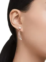 Nice Rose Goldtone & Crystal Feather Drop Earrings