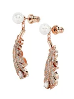 Nice Rose Goldtone & Crystal Feather Drop Earrings